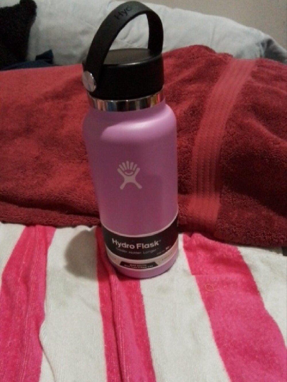 32oz Hydro Flask Wide Mouth Water Bottle - Lavender Purple with Black Cap - Picture 2 of 4